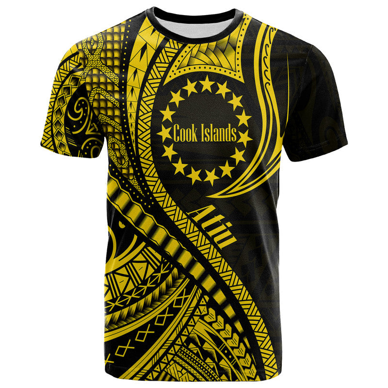 Atiu Cook Islands T Shirt Gold Polynesian Wave Style LT9 Adult Gold - Polynesian Pride