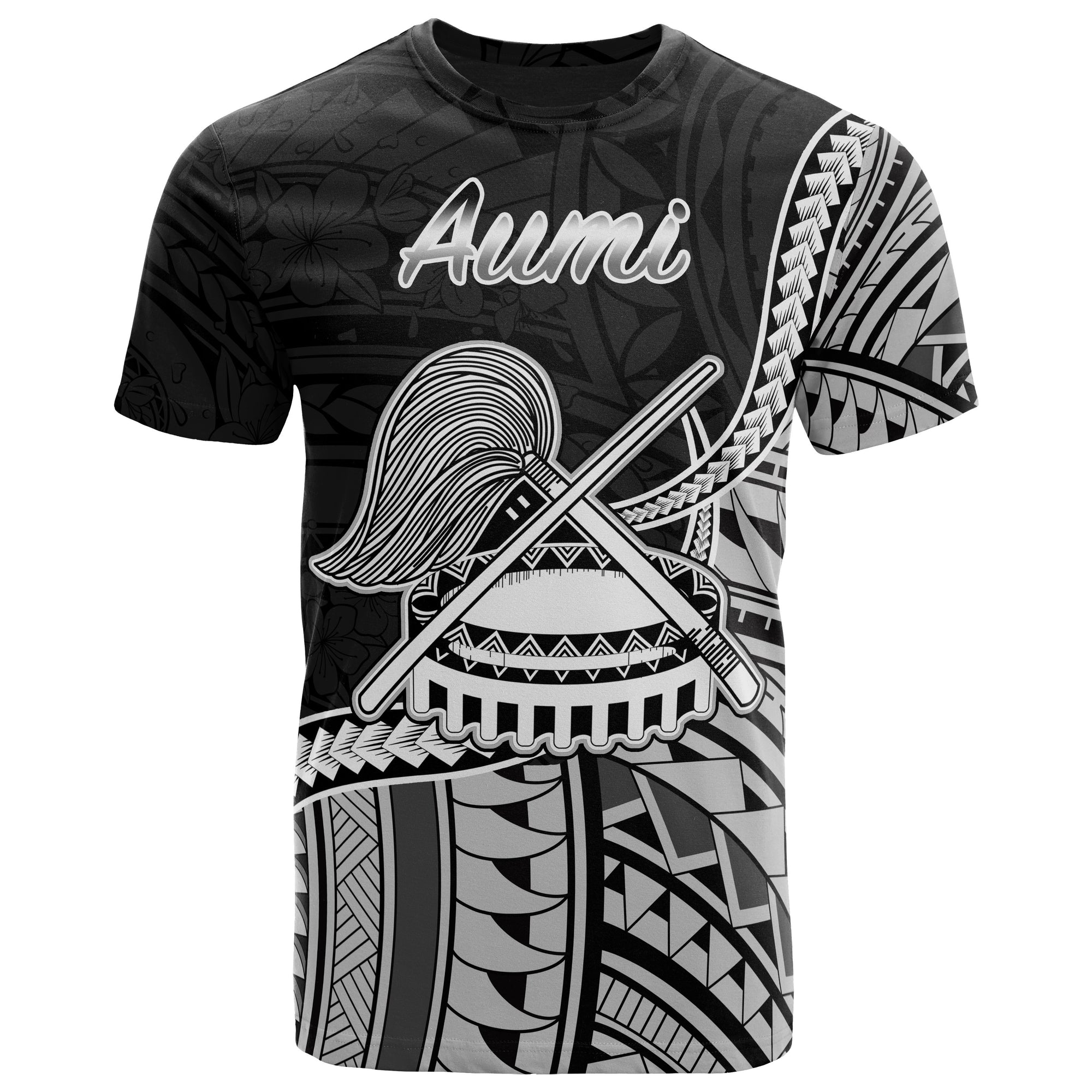 American Samoa T Shirt Aumi Polynesian Patterns Unisex Black - Polynesian Pride