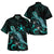 Austral Islands Matching Dress and Hawaiian Shirt Turtle and Blooming Hibiscus Turquoise - Polynesian Pride