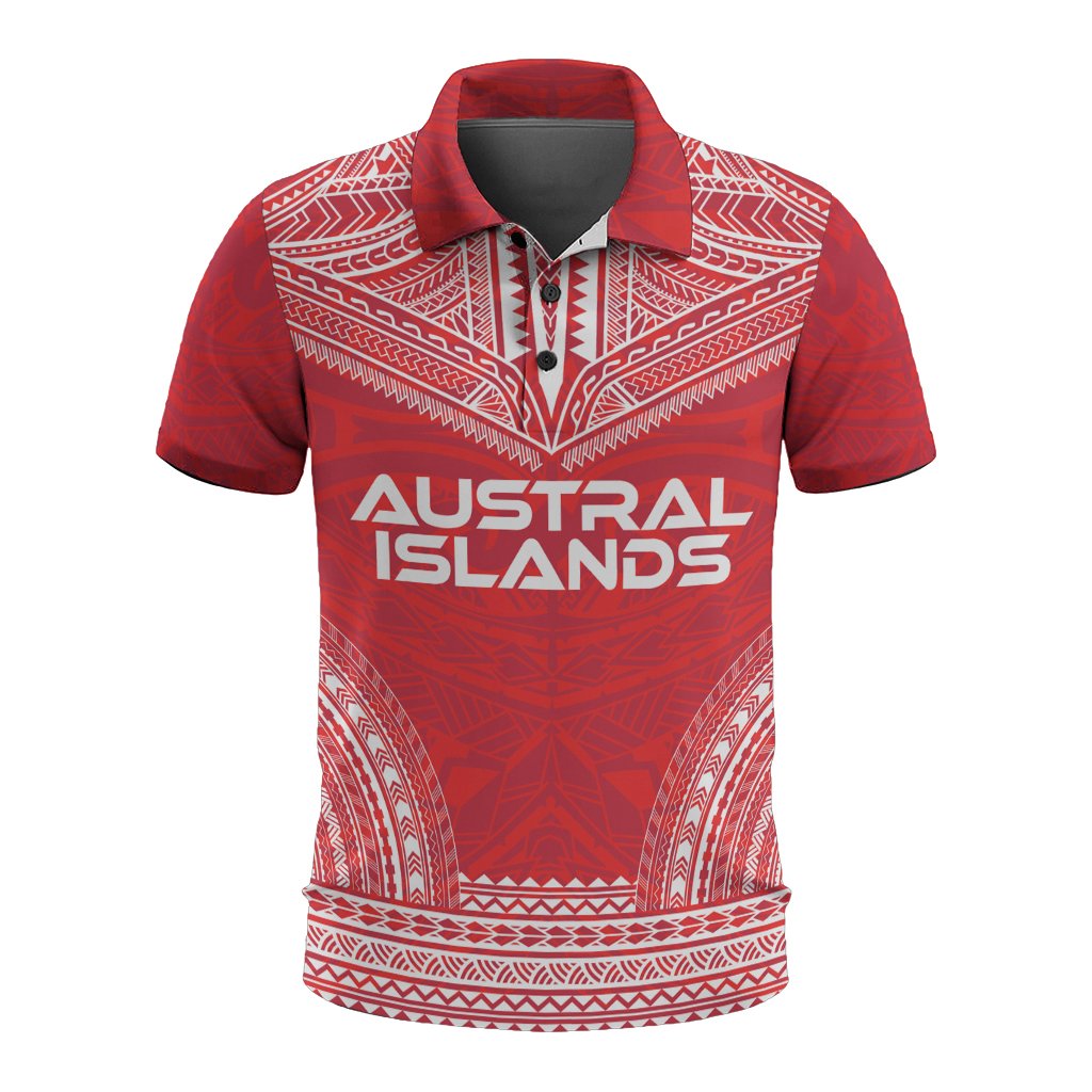 Austral Islands Polo Shirt Tuhaa Pae Flag Polynesian Chief Tattoo Flag Version Unisex White - Polynesian Pride
