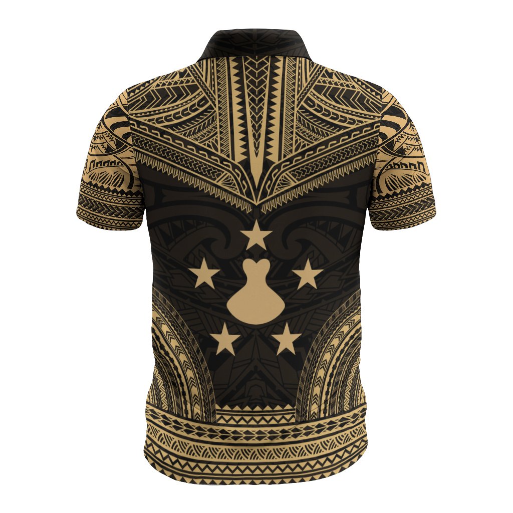 Austral Islands Polo Shirt Tuhaa Pae Flag Polynesian Chief Tattoo Gold Version - Polynesian Pride