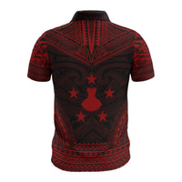 Austral Islands Custom Polo Shirt Tuhaa Pae Flag Polynesian Chief Tattoo Red Version - Polynesian Pride