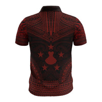 Austral Islands Polo Shirt Tuhaa Pae Flag Polynesian Chief Tattoo Red Version - Polynesian Pride