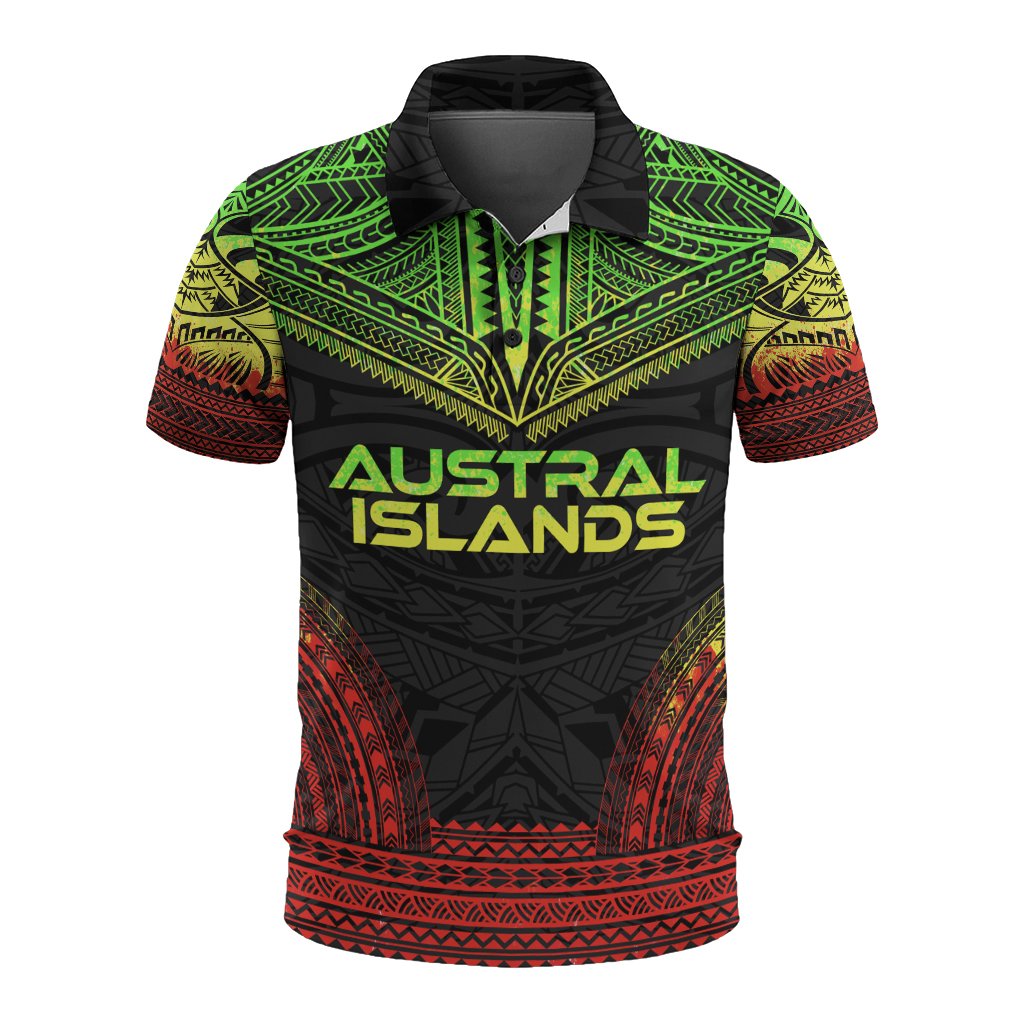 Austral Islands Polo Shirt Tuhaa Pae Flag Polynesian Chief Tattoo Reggae Version Unisex Reggae - Polynesian Pride