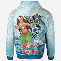 American Samoa Hoodie Polynesian Girls With Shark - Polynesian Pride