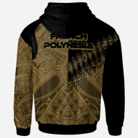 French Polynesia Zip Hoodie Gold Color Symmetry Style - Polynesian Pride
