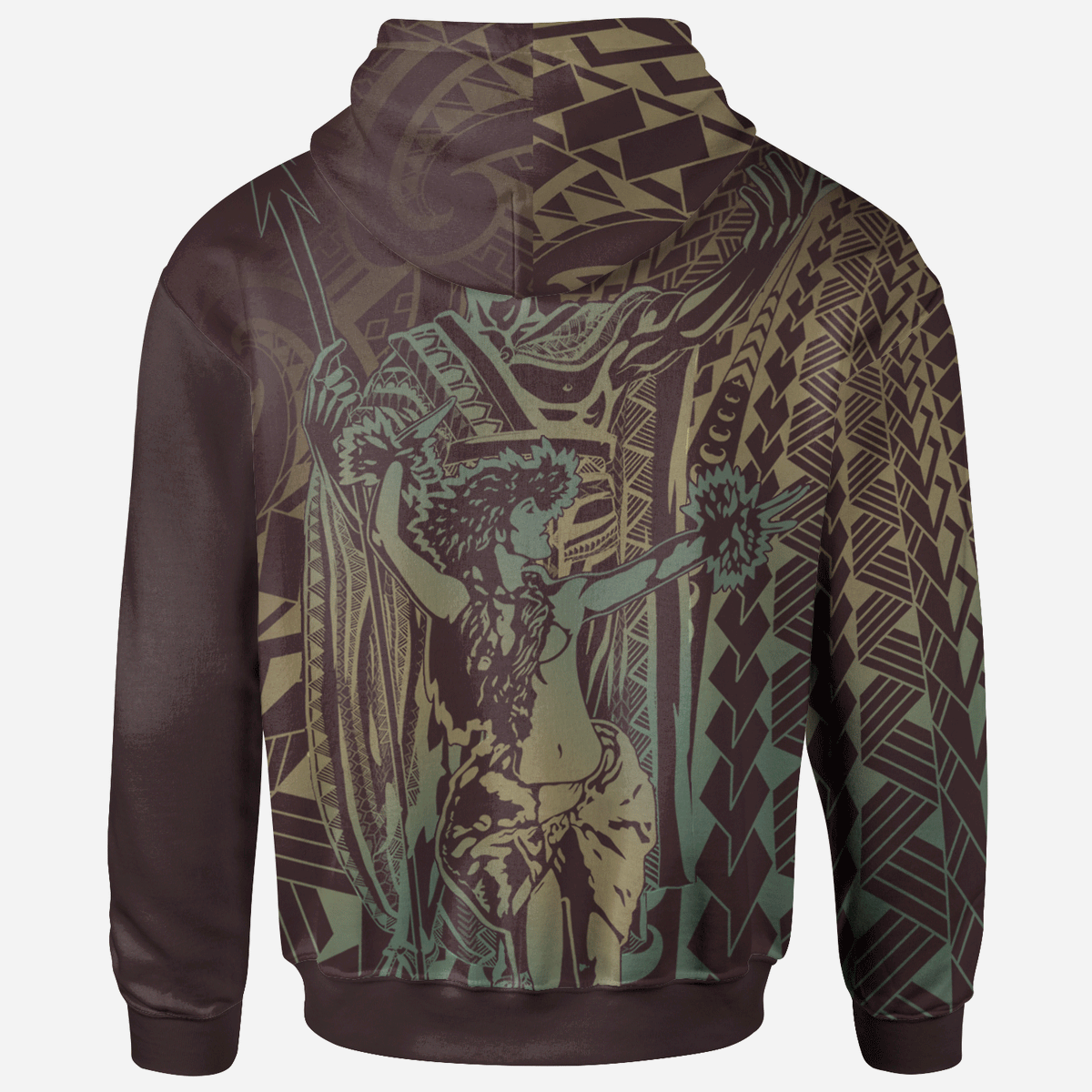 Hawaii Hoodie King of Hawaii With Hawaiian Girls Brown Version - Polynesian Pride