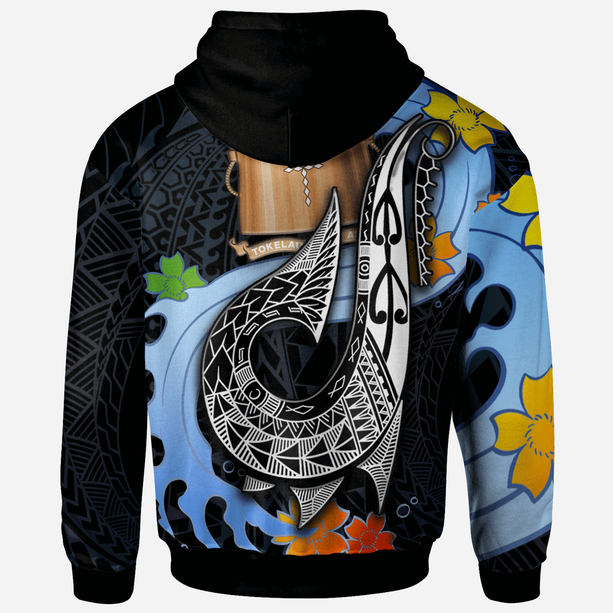 Tokelau Hoodie Fish Hooks and Wave - Polynesian Pride