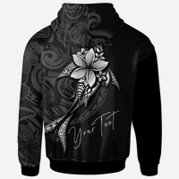 Yap State Custom Zip Hoodie Fish With Plumeria Flowers Style - Polynesian Pride