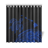 Hawaii Map Plumeria Polynesian Blue Turtle Shower Curtain - Polynesian Pride