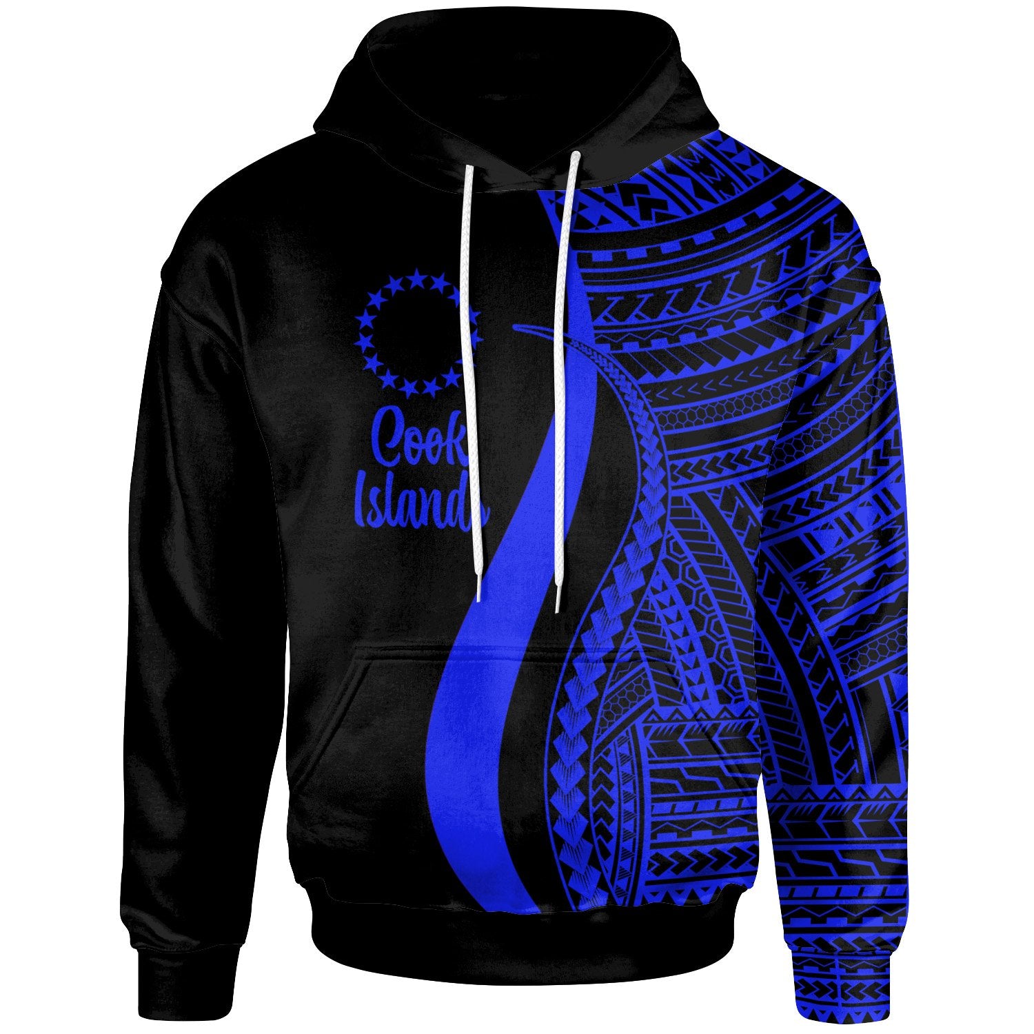 Cook Islands Hoodie Blue Tentacle Tribal Pattern Unisex Blue - Polynesian Pride