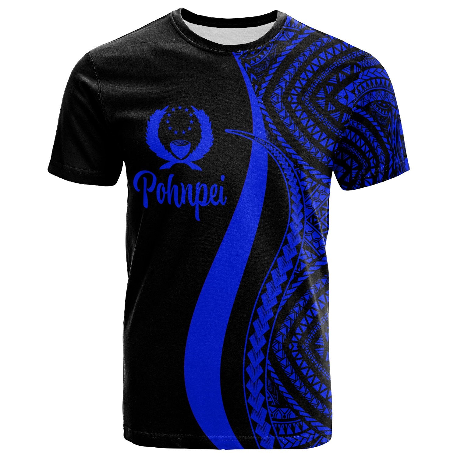 Pohnpei T Shirt Blue Micronesian Tentacle Tribal Pattern Unisex Blue - Polynesian Pride