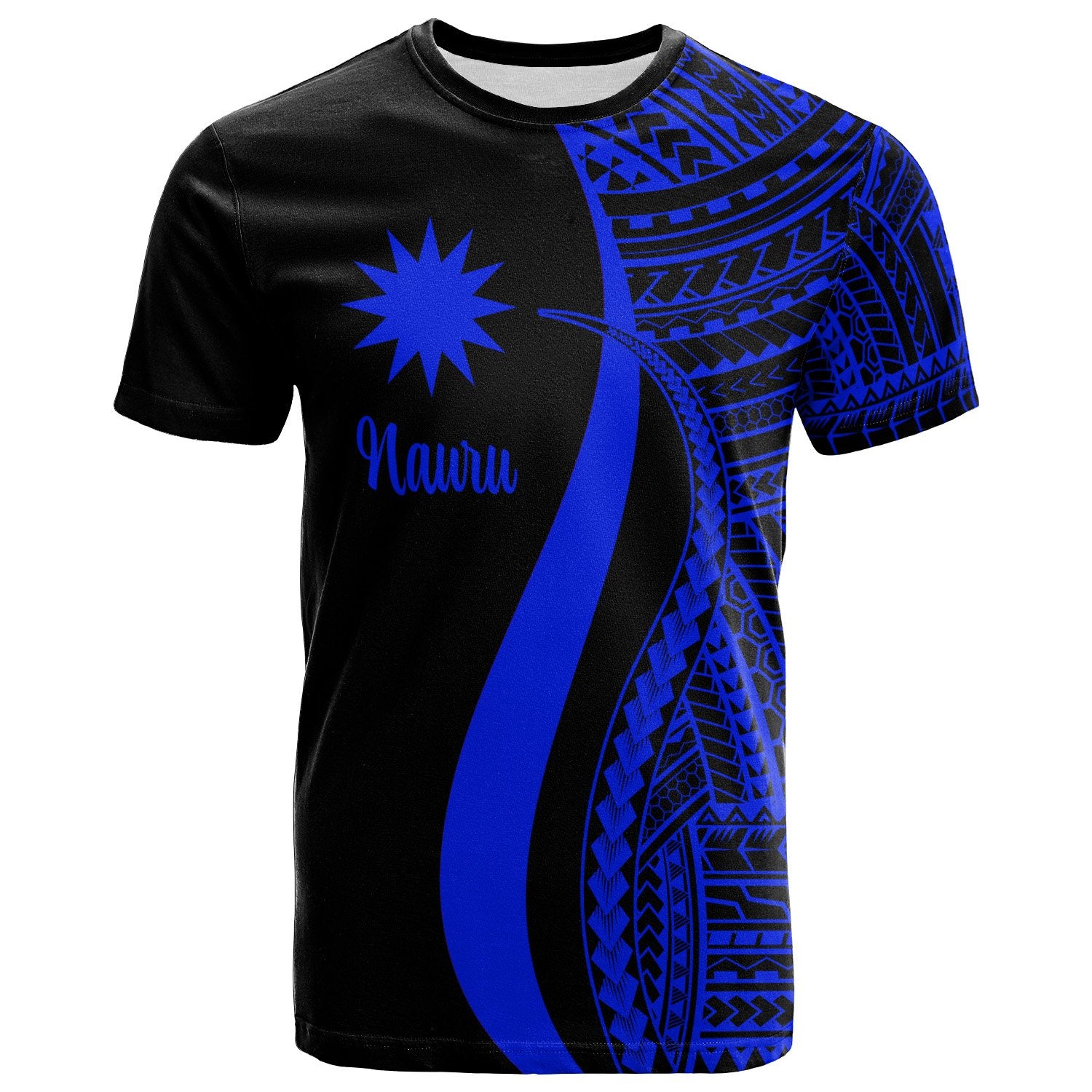 Nauru T Shirt Blue Polynesian Tentacle Tribal Pattern Unisex Blue - Polynesian Pride