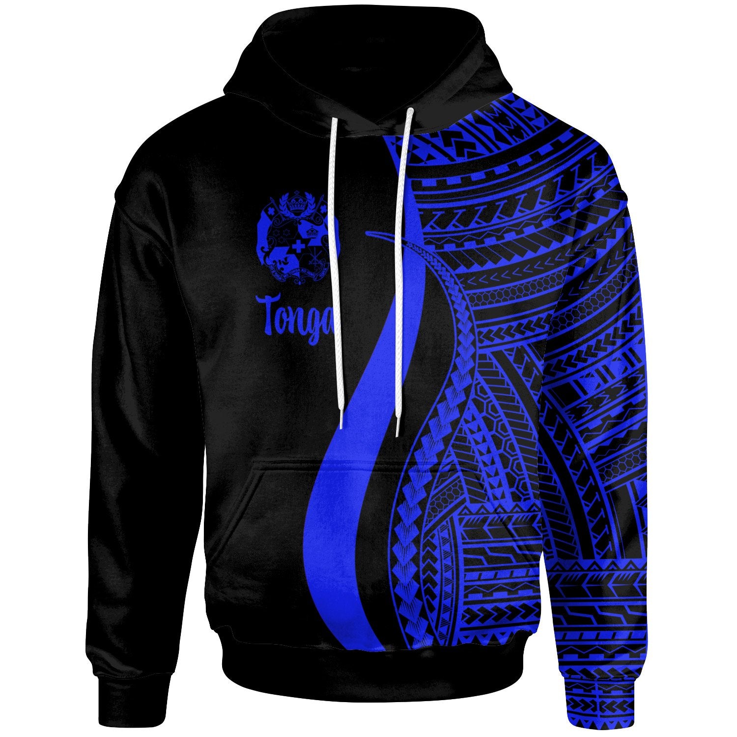 Tonga Hoodie Blue Tentacle Tribal Pattern Unisex Blue - Polynesian Pride