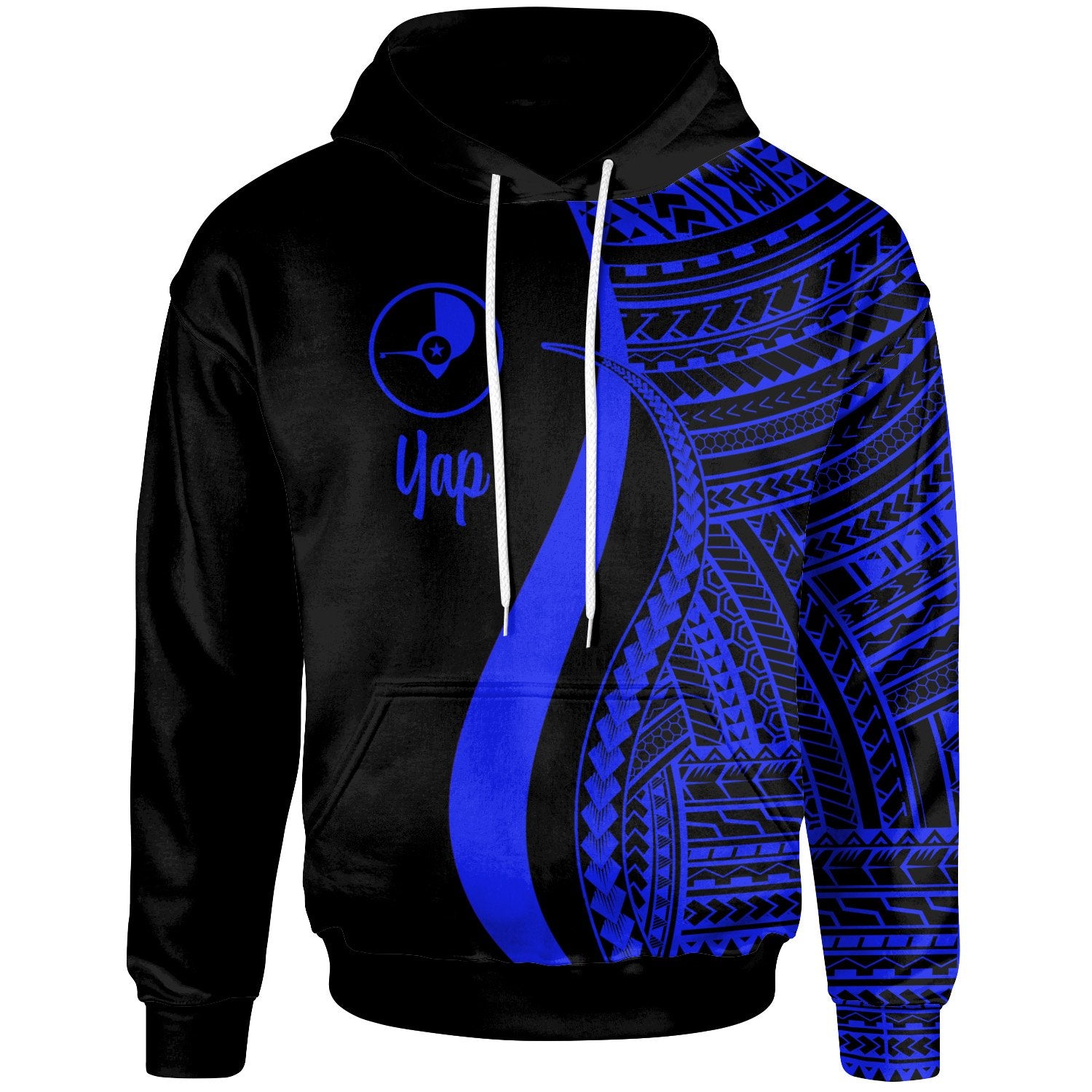 Yap Hoodie Blue Tentacle Tribal Pattern Unisex Blue - Polynesian Pride