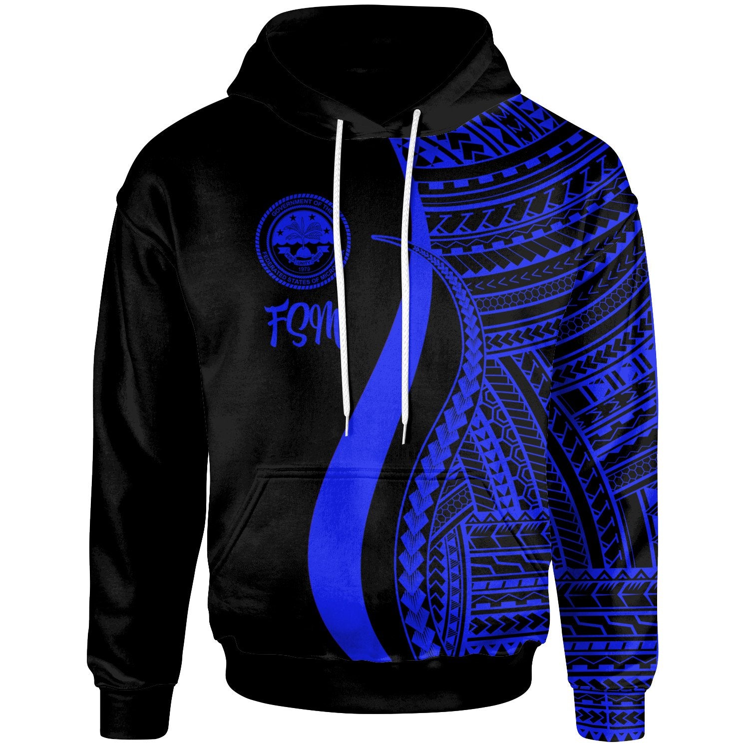 Federated States of Micronesia Hoodie Blue Tentacle Tribal Pattern Unisex Blue - Polynesian Pride