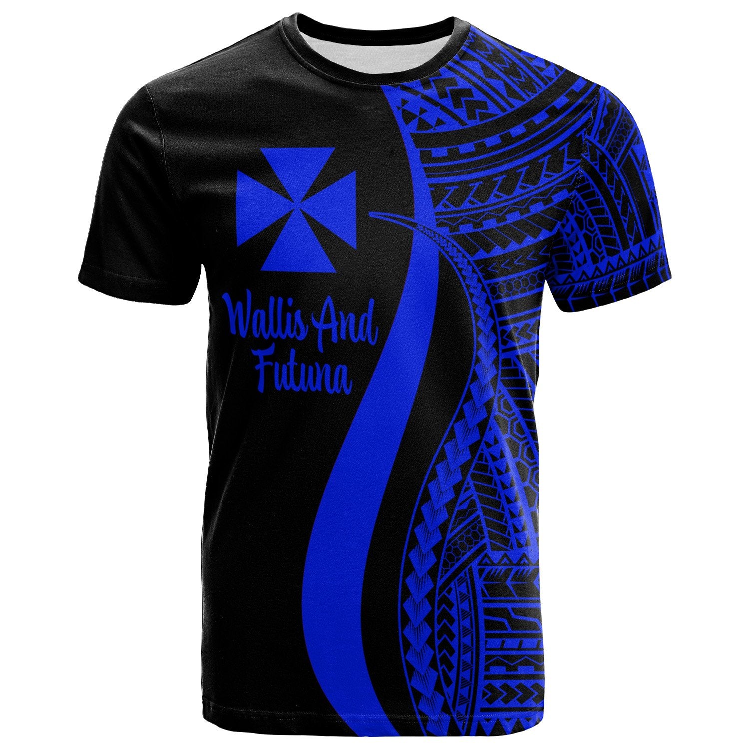 Wallis and Futuna T Shirt Blue Polynesian Tentacle Tribal Pattern Unisex Blue - Polynesian Pride