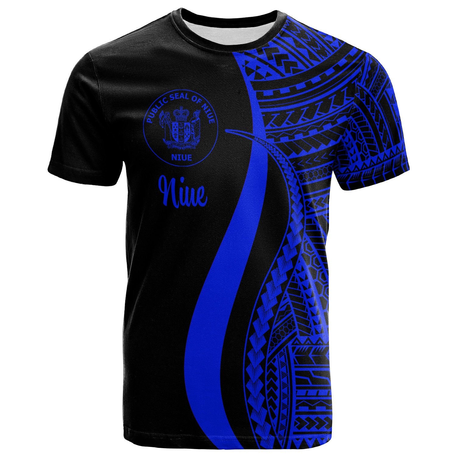 Niue T Shirt Blue Polynesian Tentacle Tribal Pattern Unisex Blue - Polynesian Pride