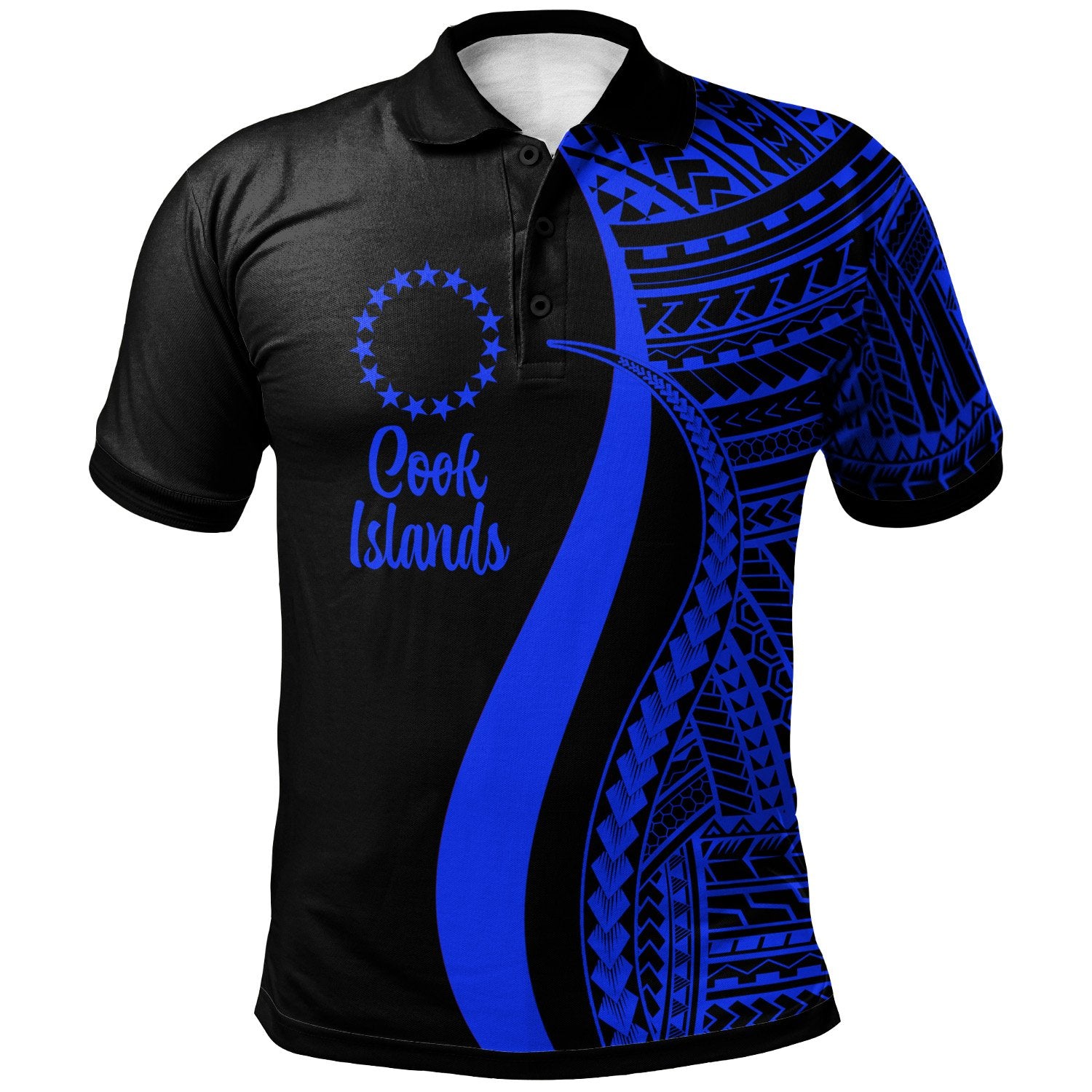 Cook Islands Polo Shirt Blue Polynesian Tentacle Tribal Pattern Unisex Blue - Polynesian Pride