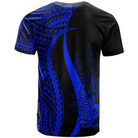 New Caledonia Custom T Shirt Blue Micronesian Tentacle Tribal Pattern - Polynesian Pride