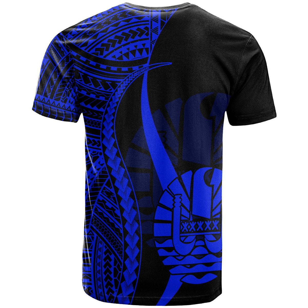 Tahiti T Shirt Blue Polynesian Tentacle Tribal Pattern - Polynesian Pride
