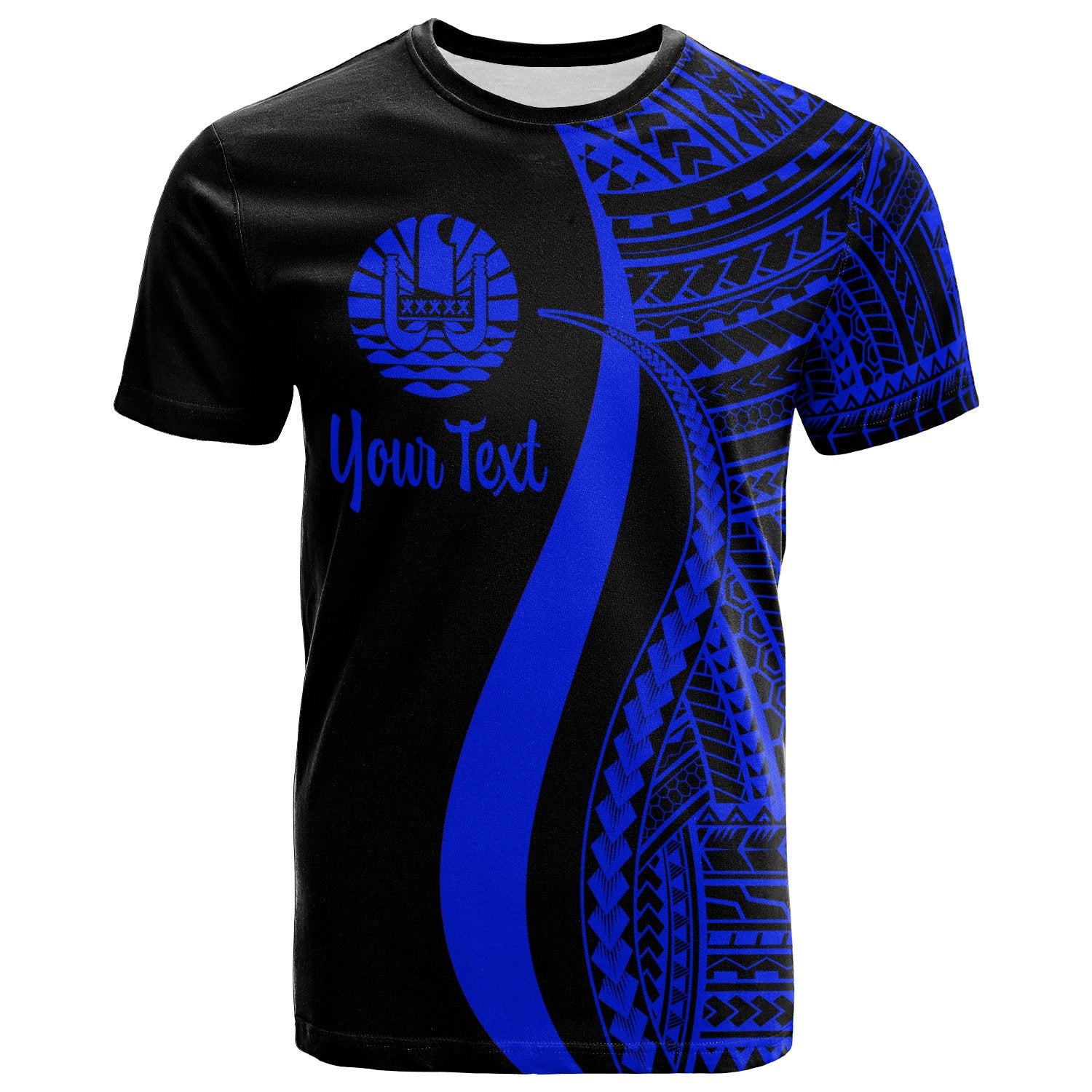 Tahiti Custom T Shirt Blue Micronesian Tentacle Tribal Pattern Unisex Blue - Polynesian Pride