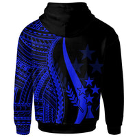 Kosrae Custom Zip up Hoodie Blue Tentacle Tribal Pattern - Polynesian Pride