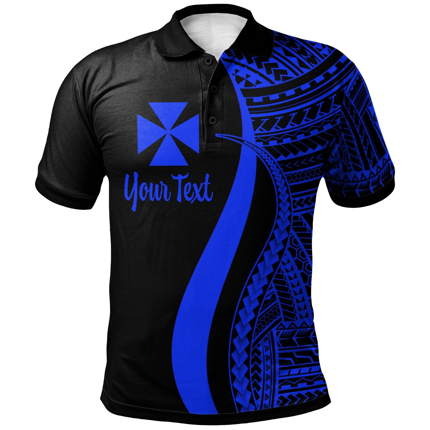 Wallis and Futuna Custom Polo Shirt Blue Polynesian Tentacle Tribal Pattern Unisex Blue - Polynesian Pride