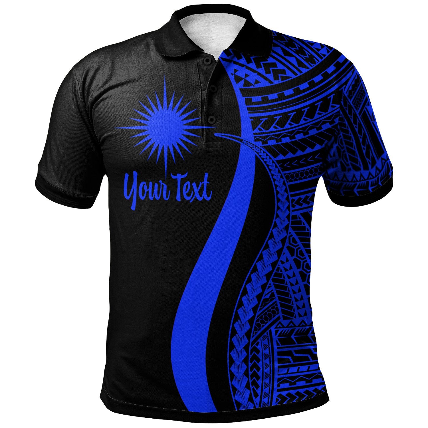 Marshall Islands Custom Polo Shirt Blue Polynesian Tentacle Tribal Pattern Unisex Blue - Polynesian Pride