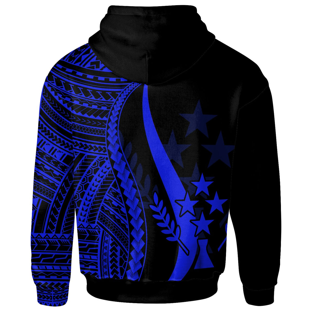 Kosrae Zip up Hoodie Blue Tentacle Tribal Pattern - Polynesian Pride