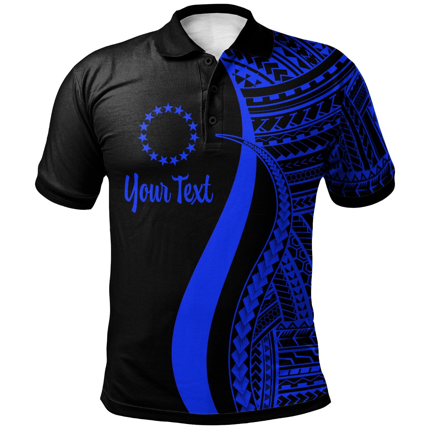 Cook Islands Custom Polo Shirt Blue Polynesian Tentacle Tribal Pattern Unisex Blue - Polynesian Pride