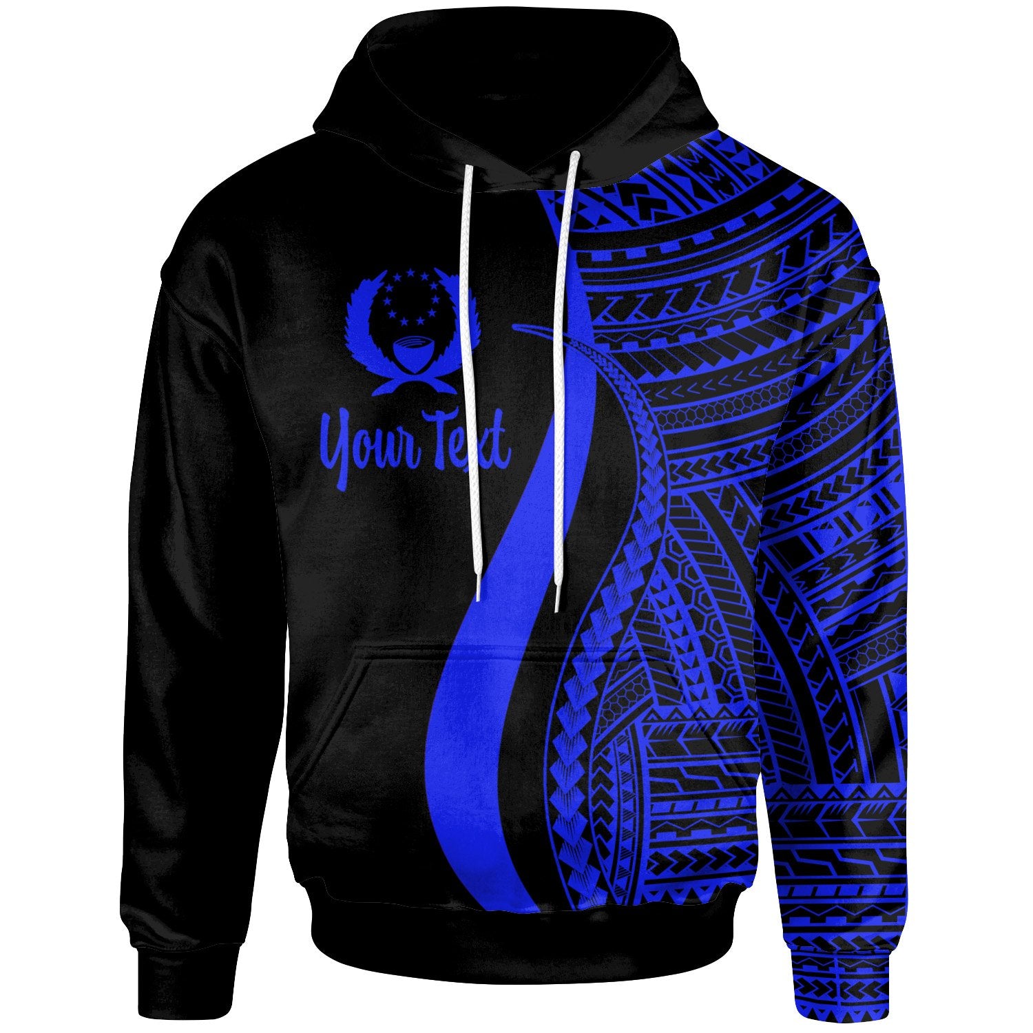 Pohnpei Custom Hoodie Blue Tentacle Tribal Pattern Unisex Blue - Polynesian Pride