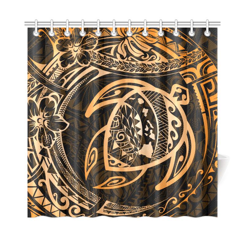 Hawaiian Turtle Polynesian Orange Shower Curtain 177 x 172 (cm) Orange - Polynesian Pride