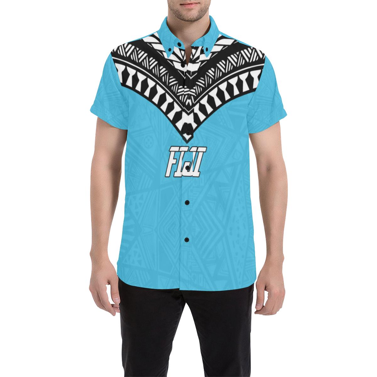 Fiji Polynesian Shirt - Fiji Flag Men Blue - Polynesian Pride