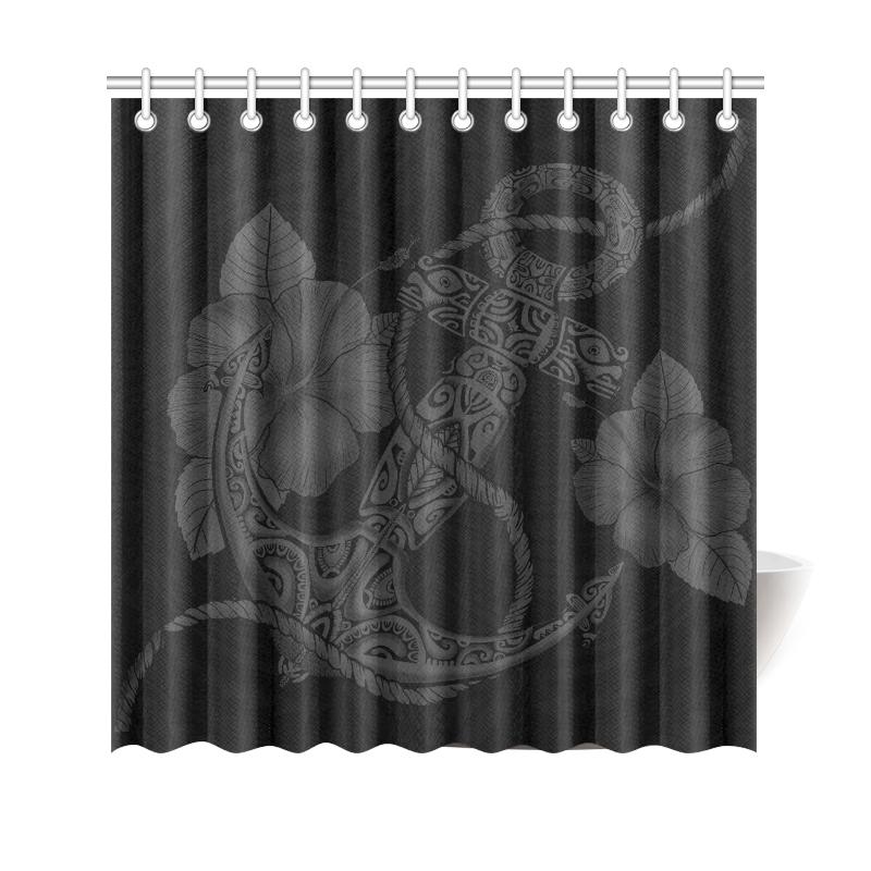 Anchor Gray Poly Tribal Shower Curtain 177 x 172 (cm) Gray - Polynesian Pride