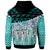 Fiji Hoodie Coconut Leaves Weave Pattern Blue - Polynesian Pride