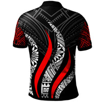 Samoa Polo Shirt Samoan Strong Fire Pattern Red - Polynesian Pride