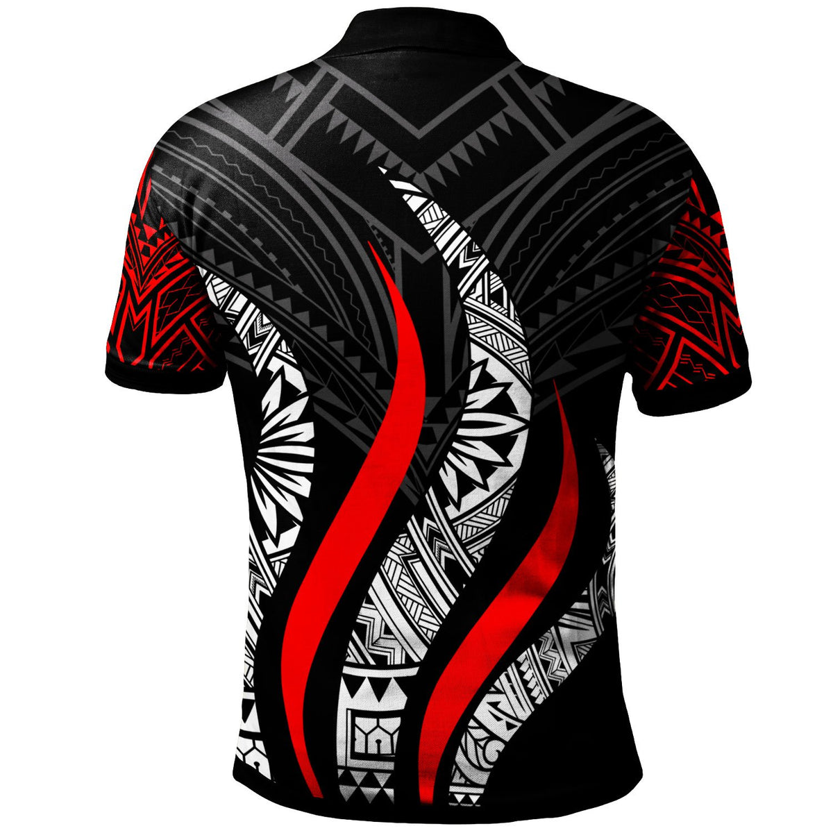 New Caledonia Polo Shirt Kanaky Strong Fire Pattern Red - Polynesian Pride