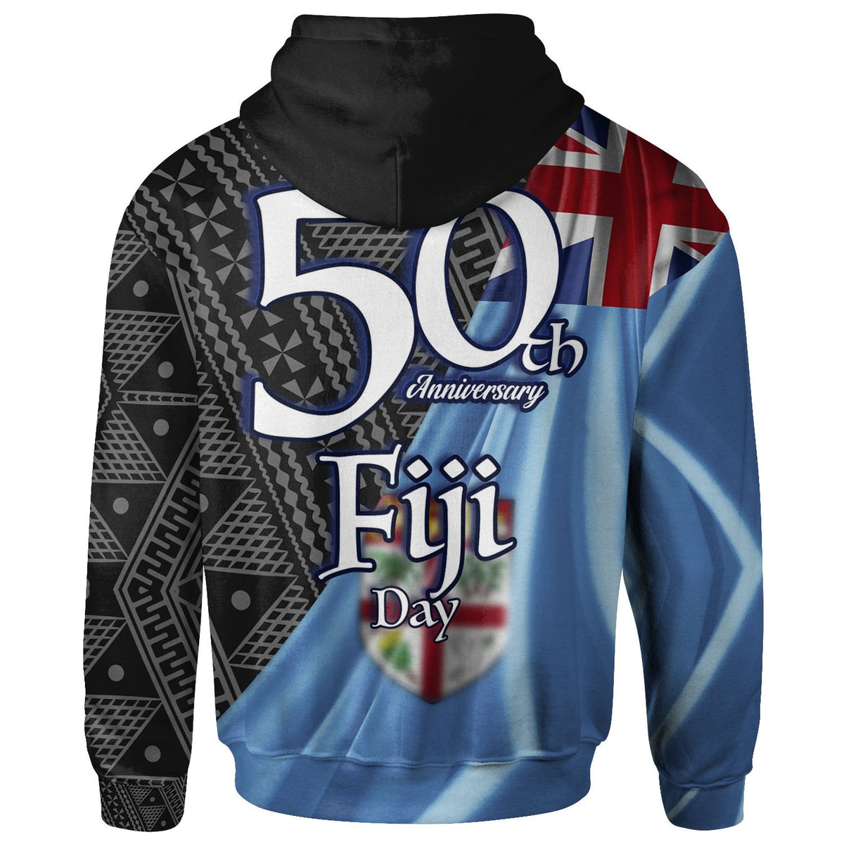 Fiji Hoodie Labasa Fiji Day 50th Anniversary With Tapa Patterns - Polynesian Pride