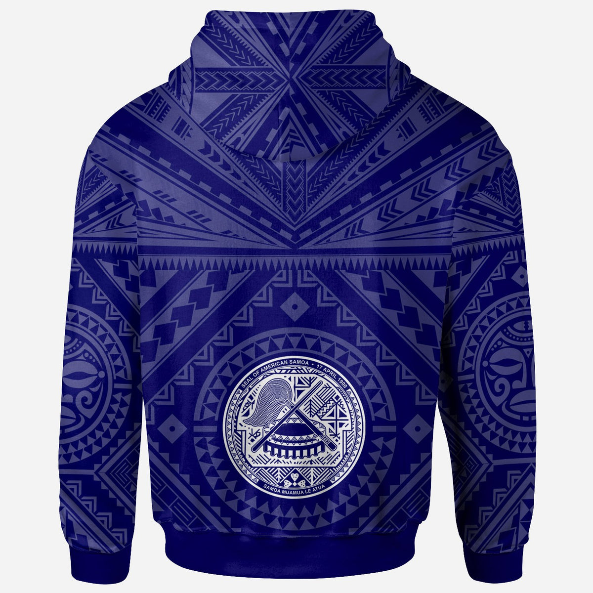 American Samoa Custom Hoodie Seal In Polynesian Tattoo Style (Blue) - Polynesian Pride