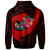 Guam Zip up Hoodie Polynesian Hook and Hibiscus (Red) - Polynesian Pride