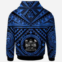 Fiji Custom Hoodie Fiji Seal With Polynesian Tattoo Style (Blue) - Polynesian Pride
