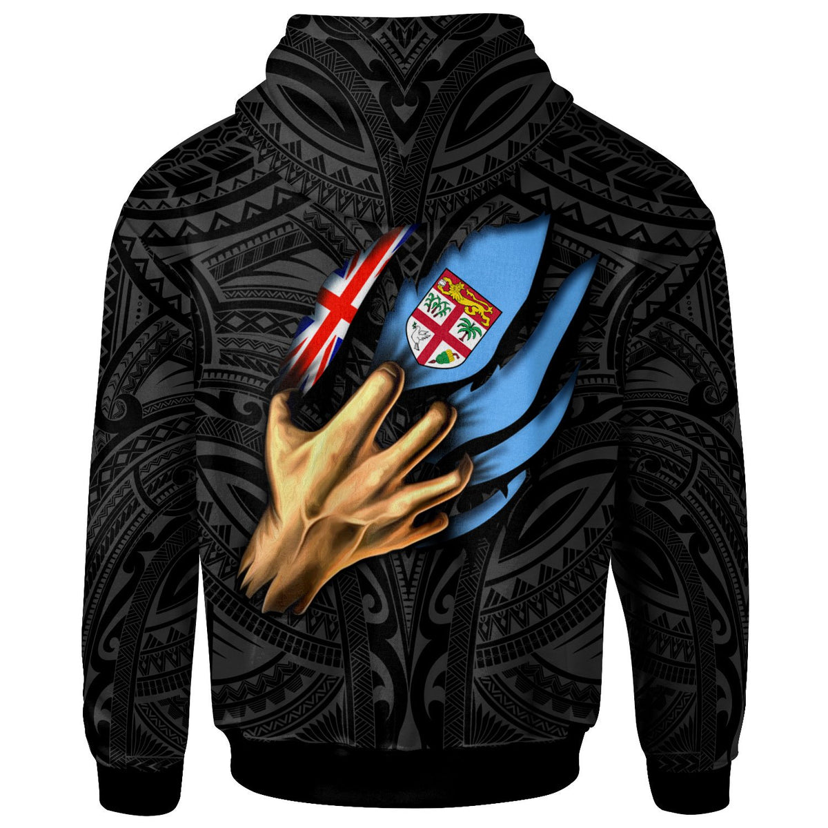 Fiji Zip up Hoodie Fiji In Me (Black) - Polynesian Pride