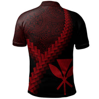 Hawaii Kanaka Maoli Polo Shirt Coat Of Arms With Polynesian Tattoo Red - Polynesian Pride