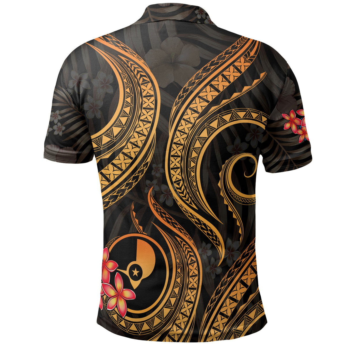 Yap Micronesian Polo Shirt Gold Plumeria - Polynesian Pride