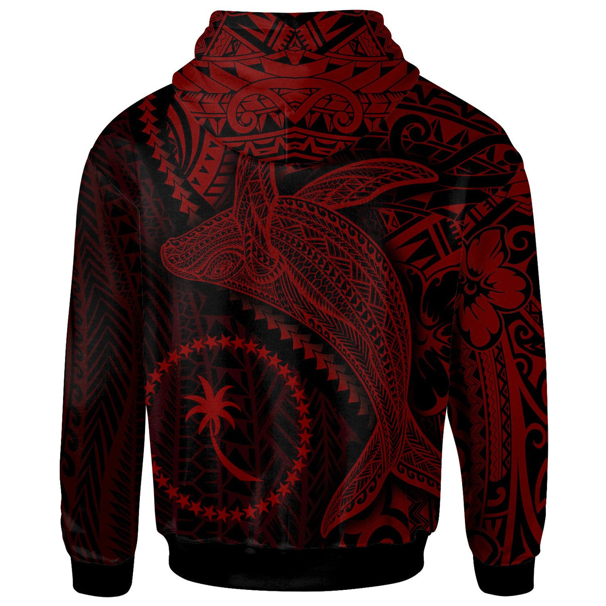 Chuuk Hoodie Humpback Whale & Coat of Arms Red - Polynesian Pride