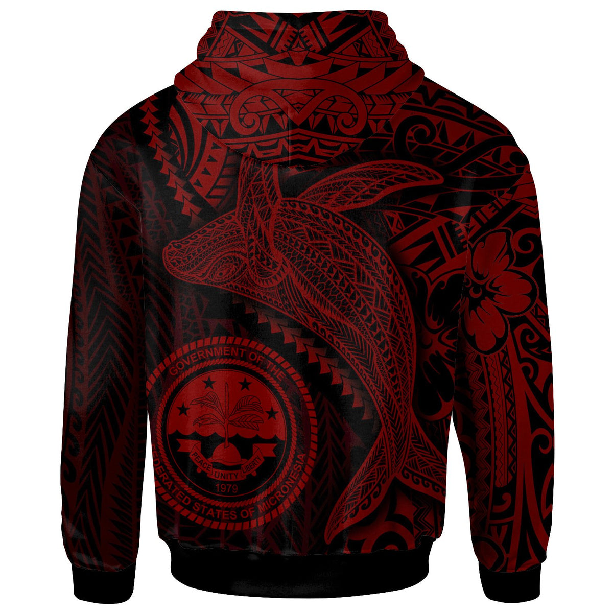 Federated States of Micronesia Hoodie Humpback Whale & Coat of Arms Red - Polynesian Pride