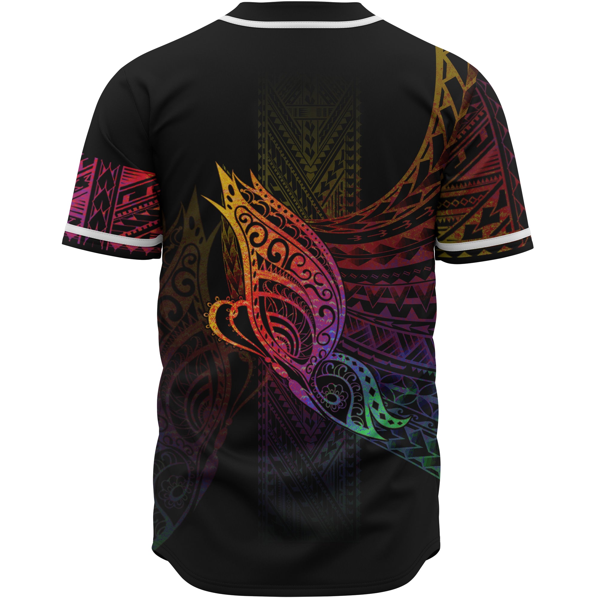 Cook Islands Baseball Shirt - Butterfly Polynesian Style Unisex Black - Polynesian Pride