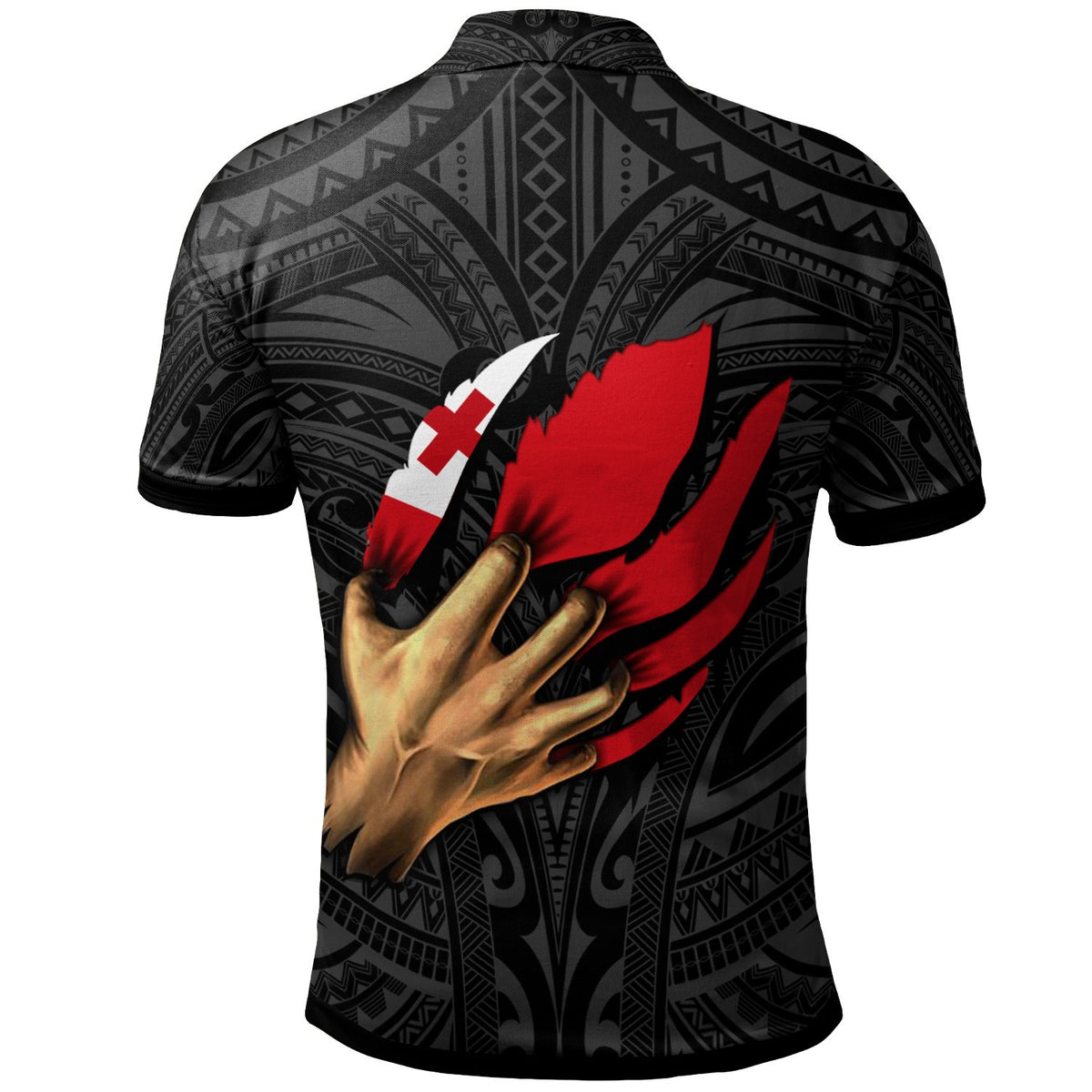 Tonga Custom Polo Shirt Tonga In Me (Black) - Polynesian Pride