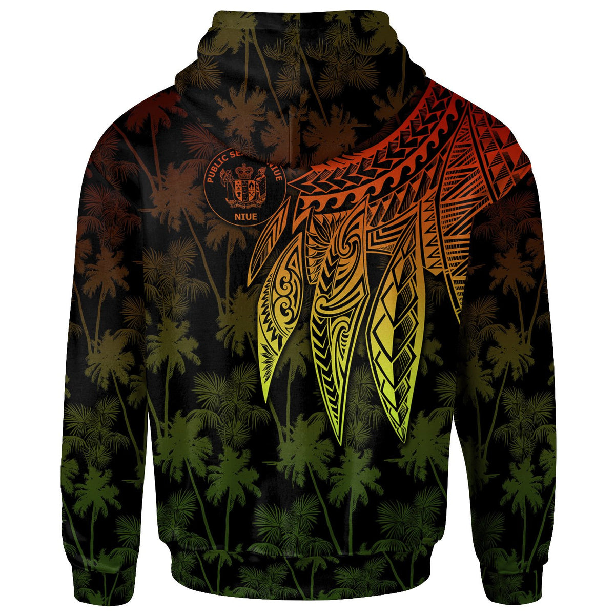 Niue Custom Hoodie Polynesian Wings (Reggae) - Polynesian Pride